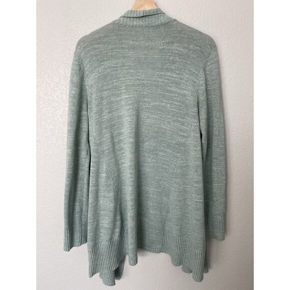 Eileen Fisher Mint Green Organic Cotton Open Drape Cardigan M - Picture 2 of 6
